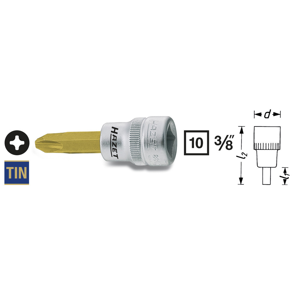 Schraubendreher-Steckschlüsseleinsatz 8806-PH2 - Vierkant hohl 10 mm (3/8 Zoll)