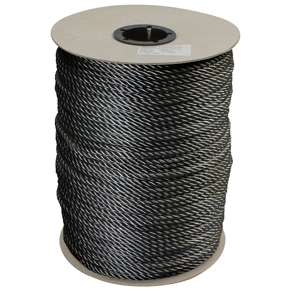 Faserseil aus Polypropylen, 12 mm, schwarz, gedreht
