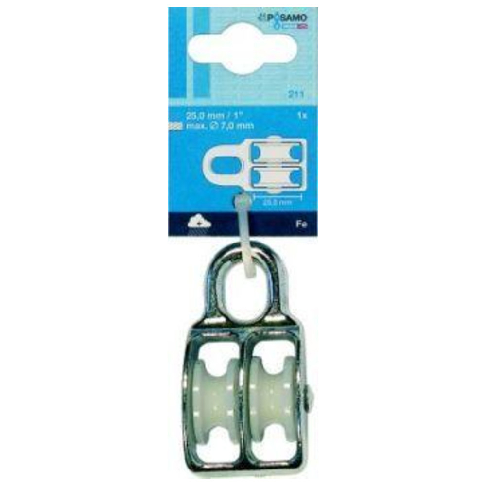 Blockseilrolle, doppelt, für Seil 7 mm 25 mm a 1Stck