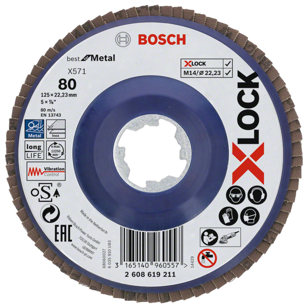 X-Lock Fächerschleifscheibe Best for Metal, Ø 125 mm, gerade, K 80
