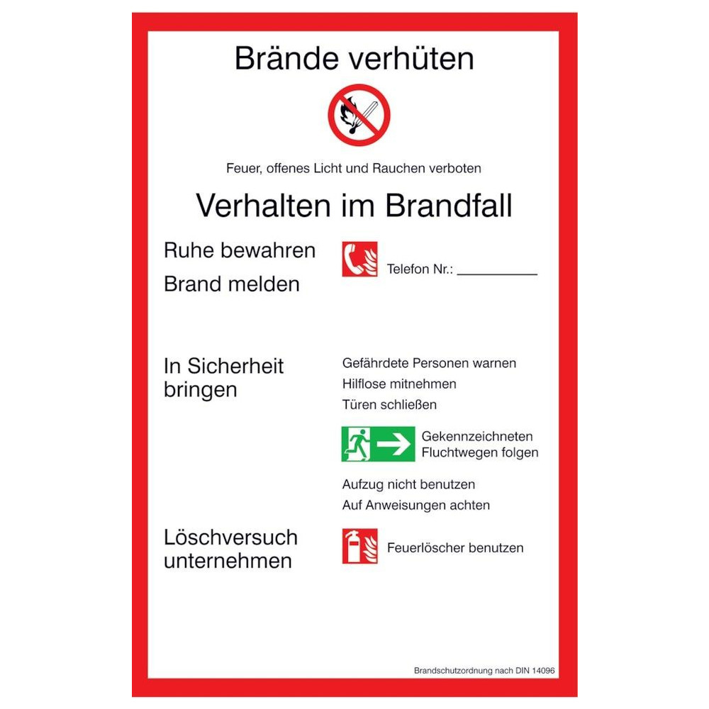 Brandschutzordnung (PVC) 200 x 300 mm