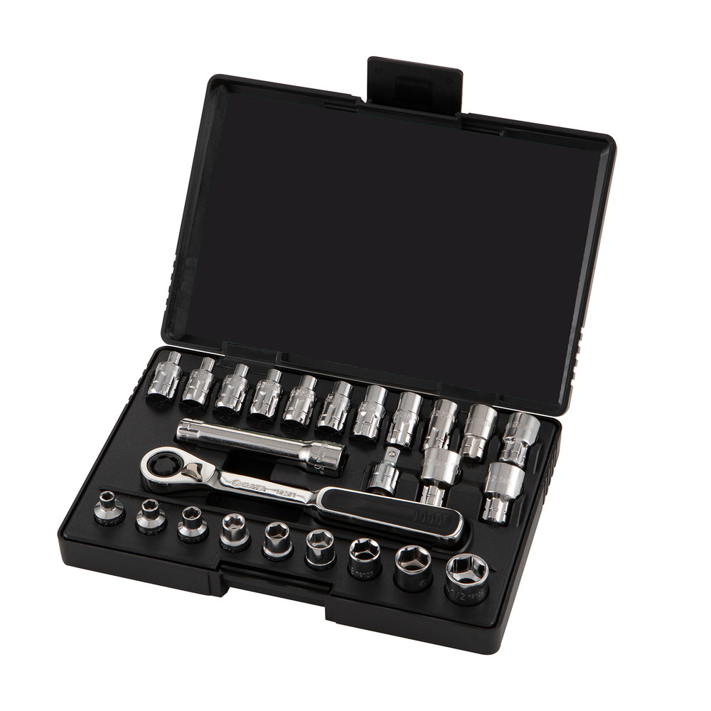 Durchsteckschlüssel-Satz, 1/4", 25-teilig, metrisch & zöllig