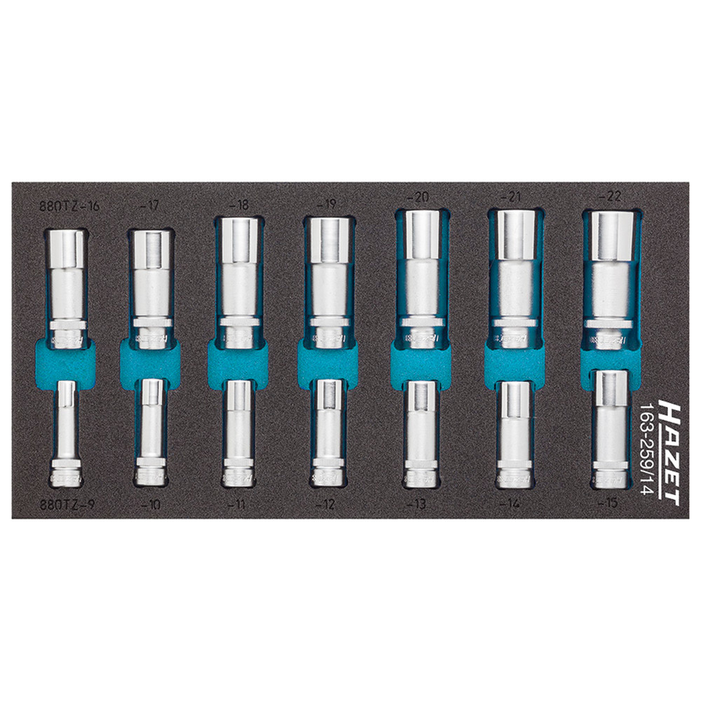 Steckschlüssel-Einsatz-Satz 163-259/14 - Vierkant hohl 10 mm (3/8 Zoll) - Außen