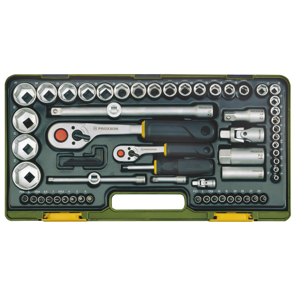 Steckschlüsselgarnitur 1/4" + 1/2", 65-teilig