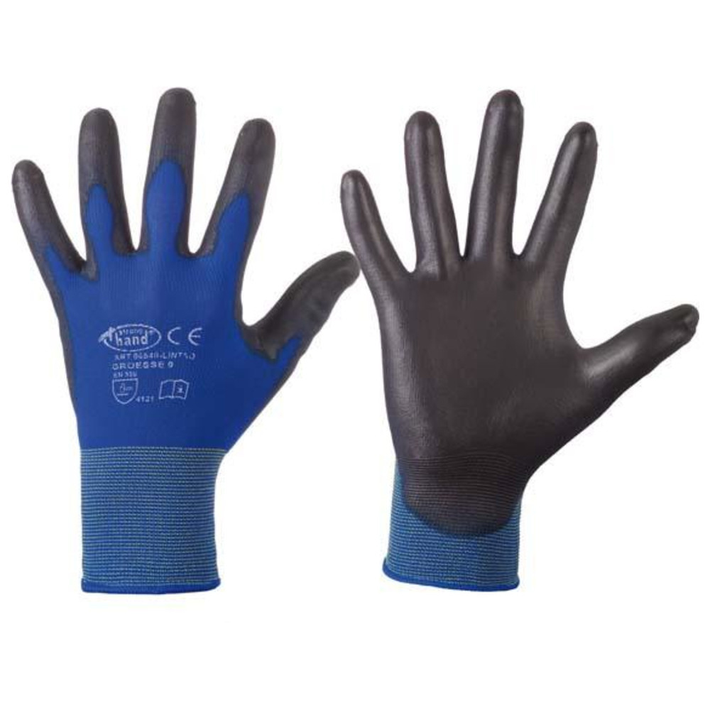 Feinstrickhandschuh Lintao PU, blau, Gr. 10
