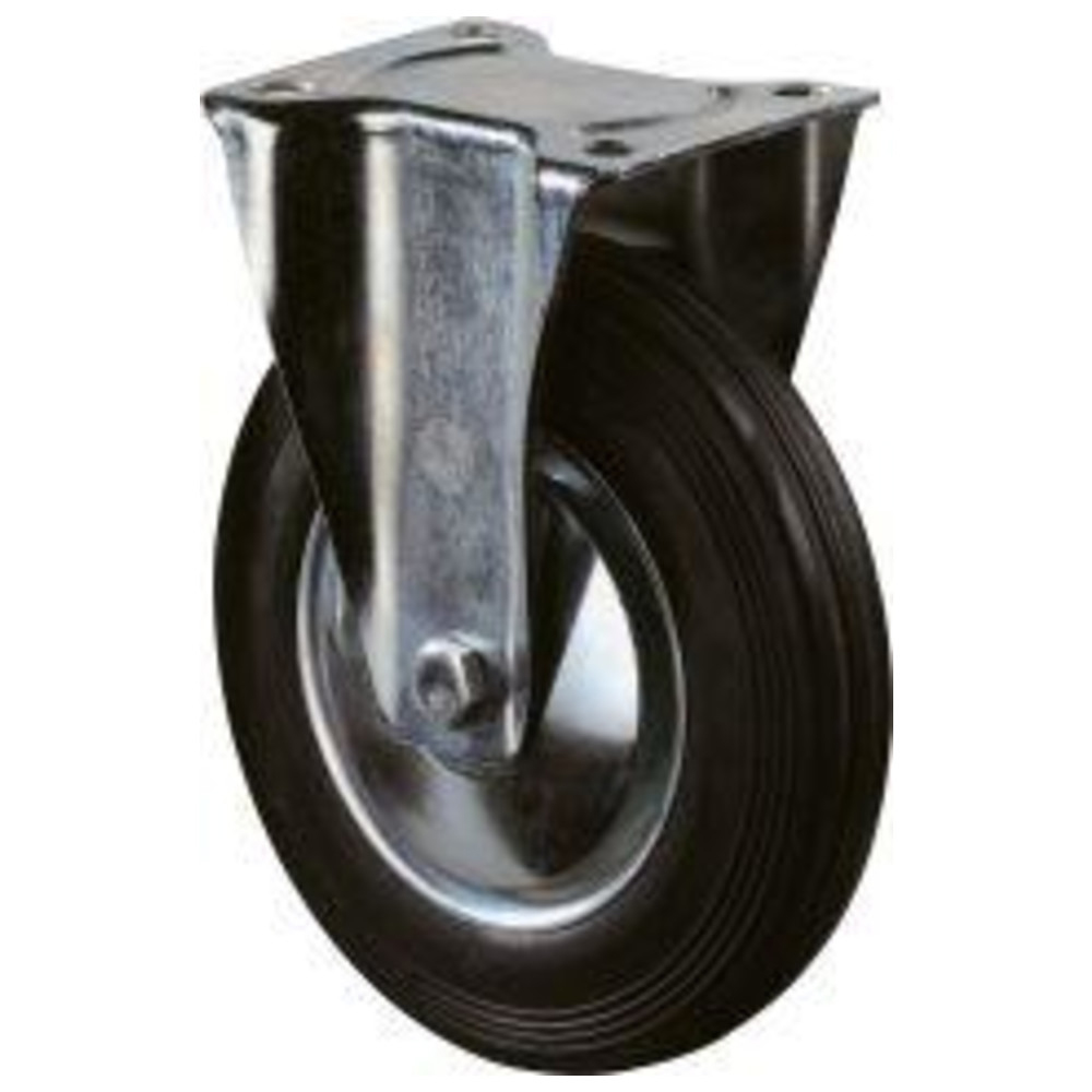 Bockrolle 100 mm Lg.R Stahlbl verzinkt Gummirad