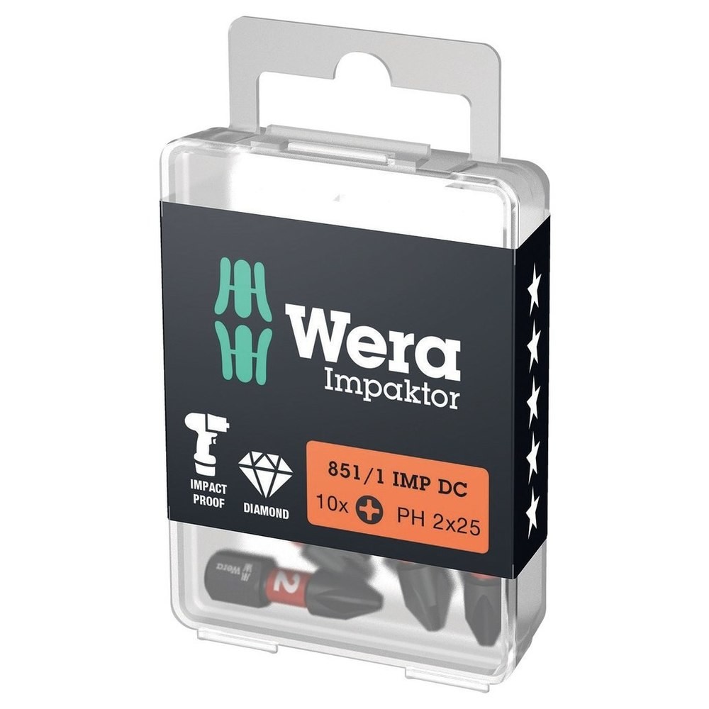 Bit Impaktor 1/4" DIN 3126 C6,3 PH3x25mm 10er Pack Wera