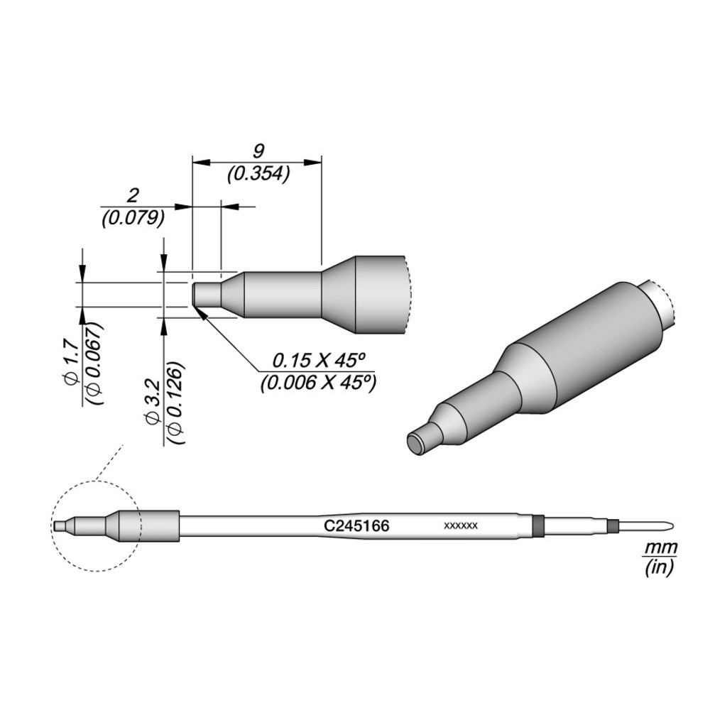 Lötspitze Kunststoff Inox, C245166/Ø 1,7 mm, Rundform