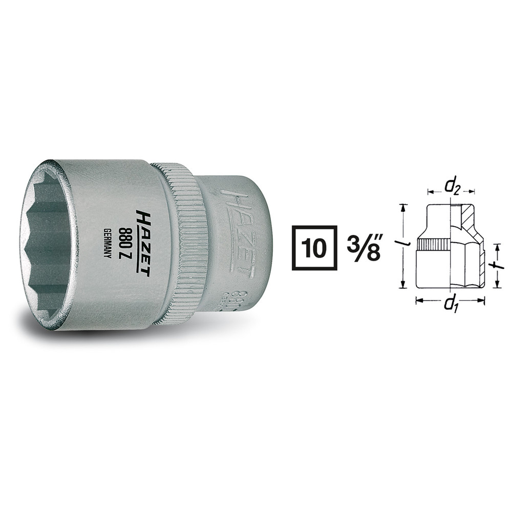 Steckschlüssel-Einsatz (Doppel-6kt.) 880Z-18 - Vierkant hohl 10 mm (3/8 Zoll) -