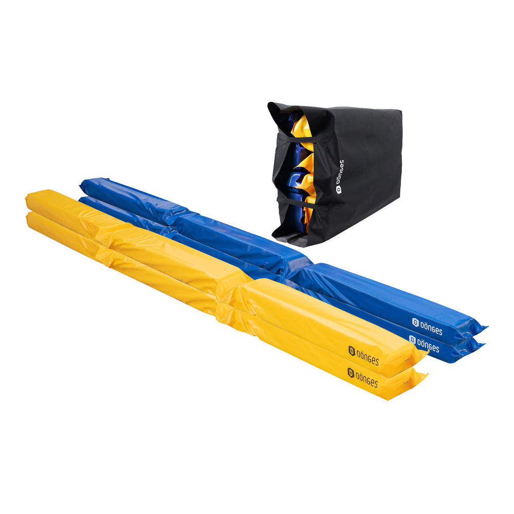 Pferdegassen Set für Bodenarbeit und Stangenarbeit mit 4 Balken à 3 m, 300 x 17 x 10 cm, Blau, Gelb