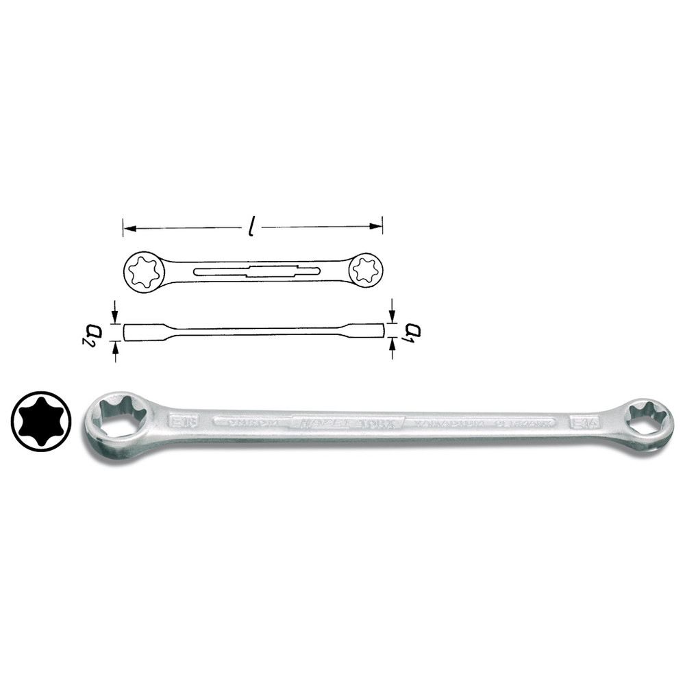 Doppel-Ringschlüssel TORX 609-E14XE18 - Außen TORX Profil - Schlüsselweite: