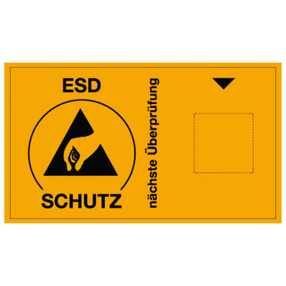 Prüfaufkleber für Fälligkeitsmarke, ESD