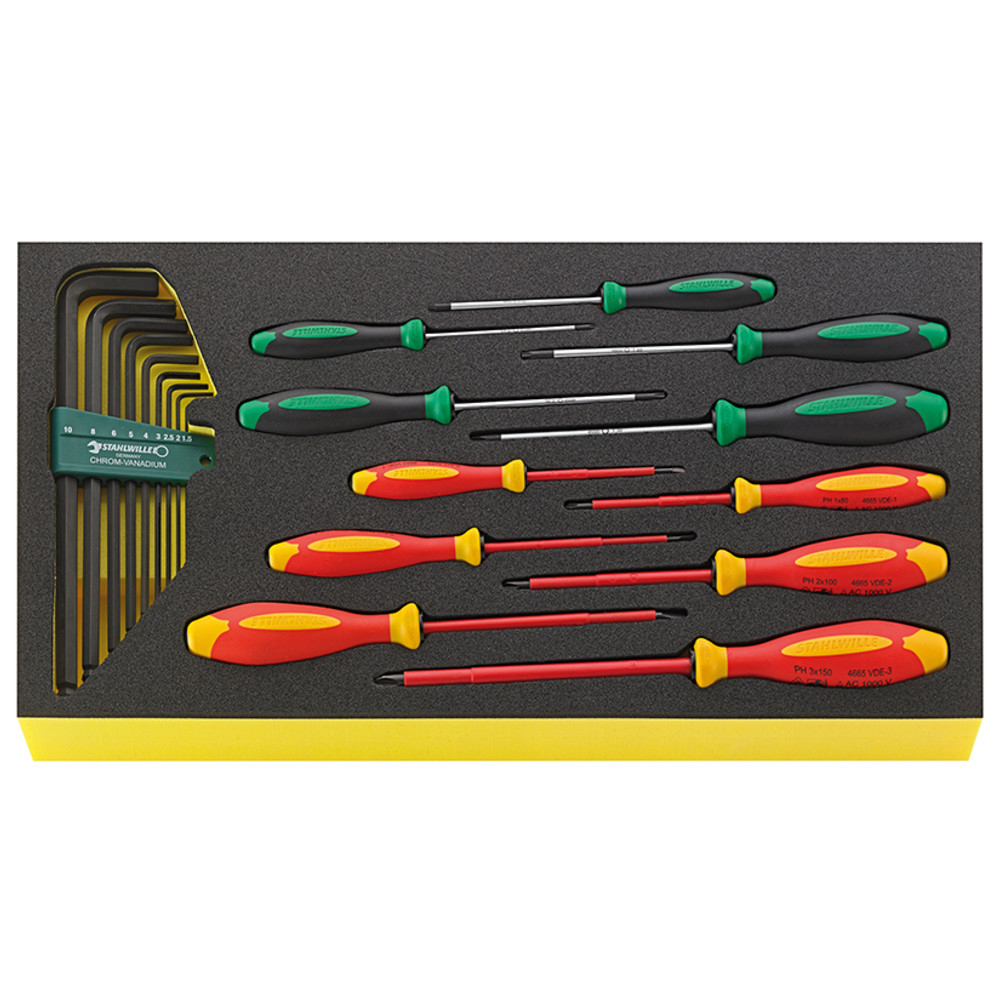 TCS WT 4650-4665-1 Schraubendrehersatz DRALL+20-teilig in TCS Einlage