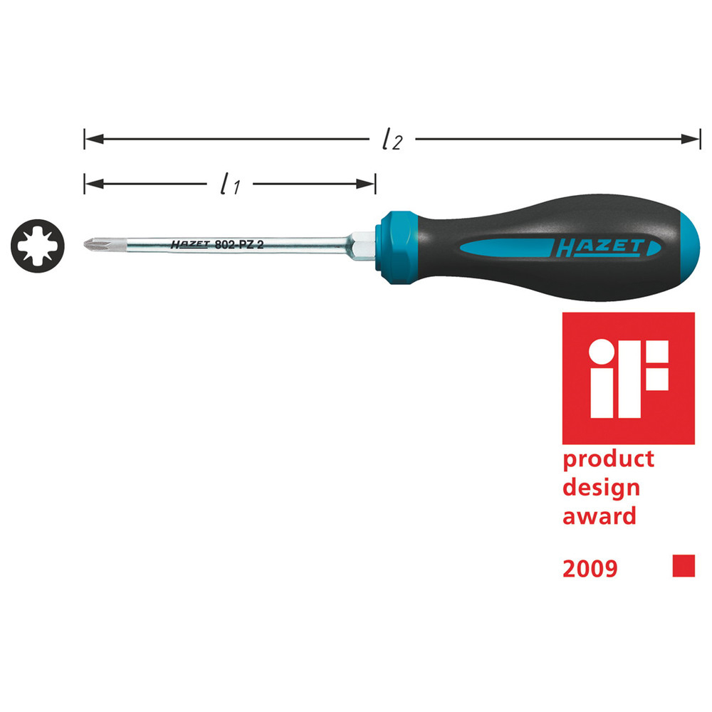 Schraubendreher HEXAnamic 802-PZ2 - Pozidriv Profil PZ - Schlüsselweite: PZ2