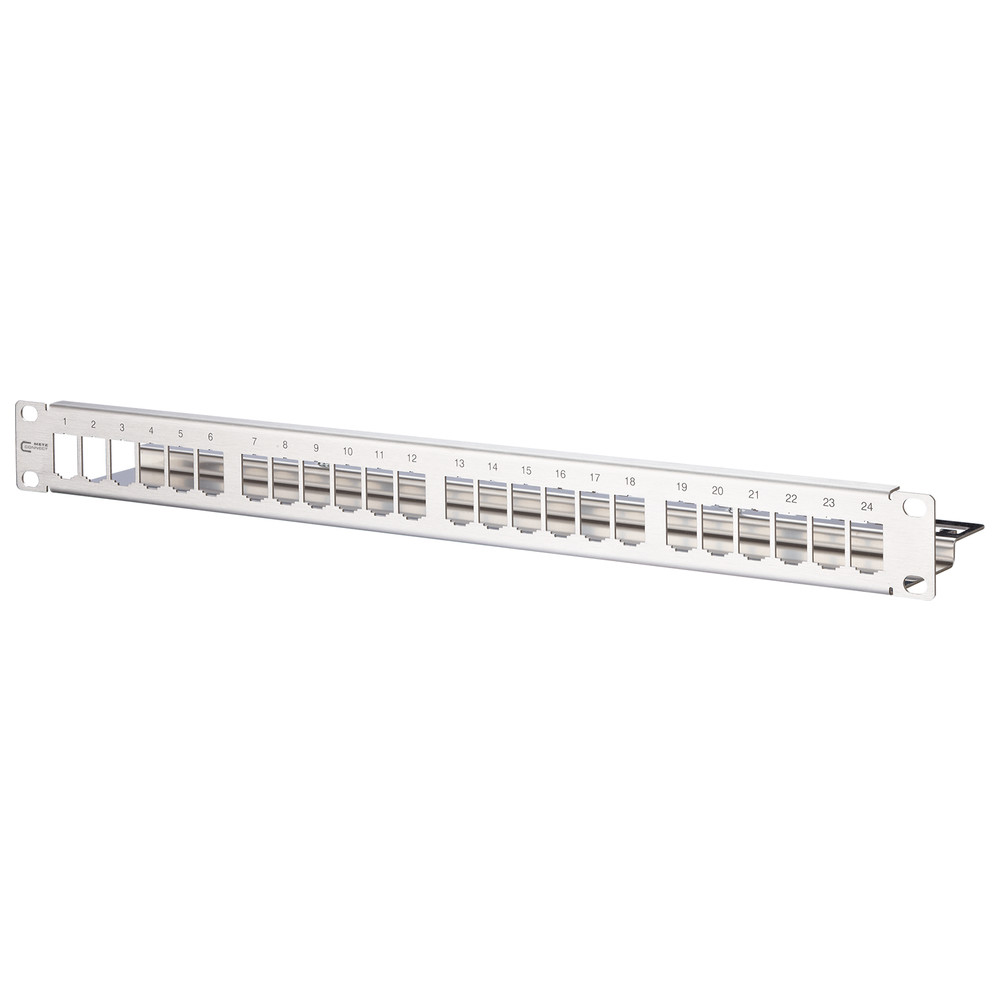 Modulträger 19" 1HE, 24 Port, unbestückt, Edelstahl