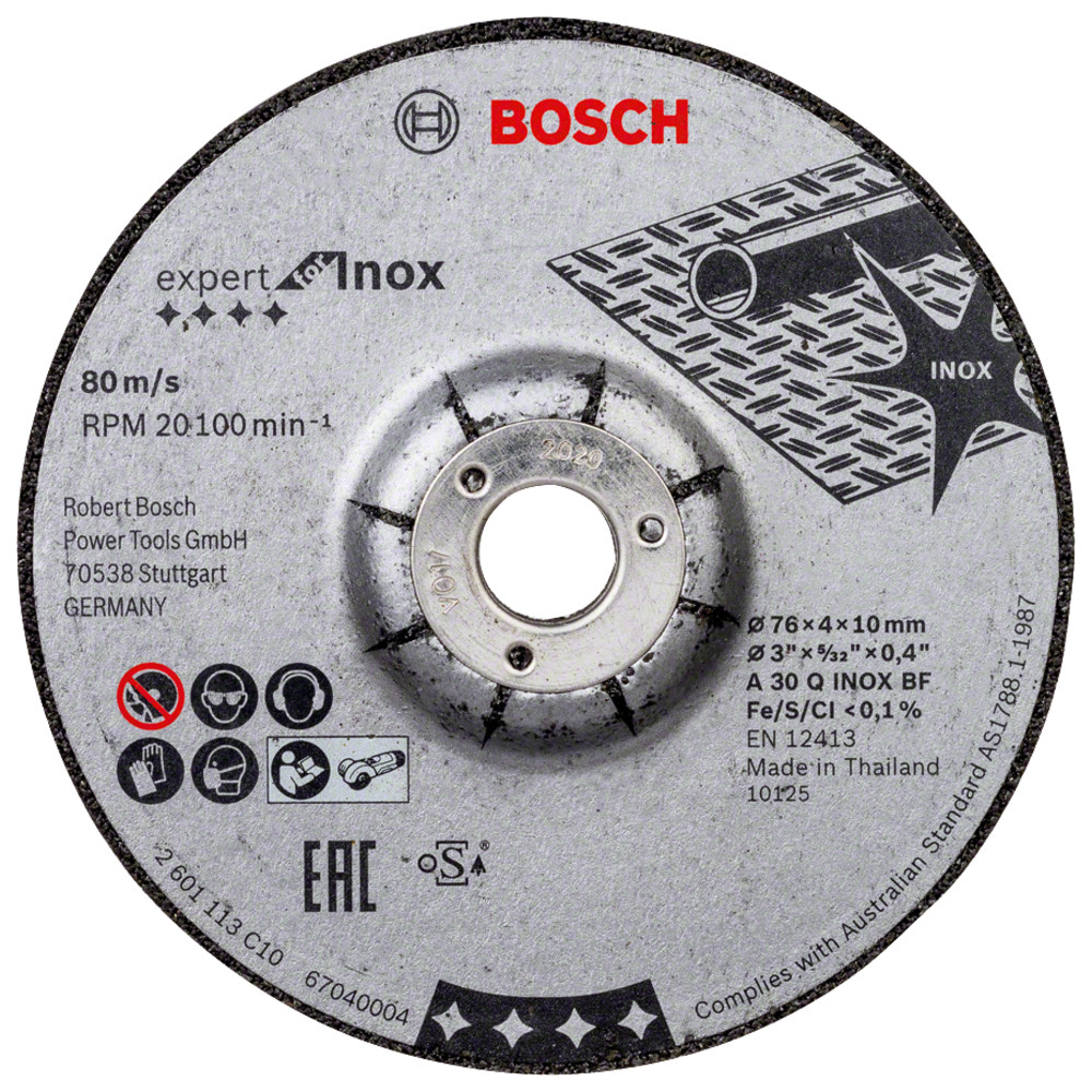 Schruppscheibe Expert for Inox, A 30 Q INOX BF, 76 x 10 x 4,0 mm