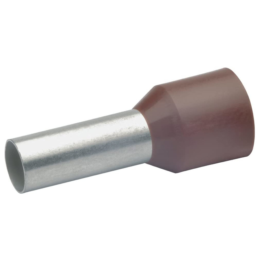 Aderendhülse, isoliert, DIN 46228, Farbcode 2, 10 mm², 12 mm, braun