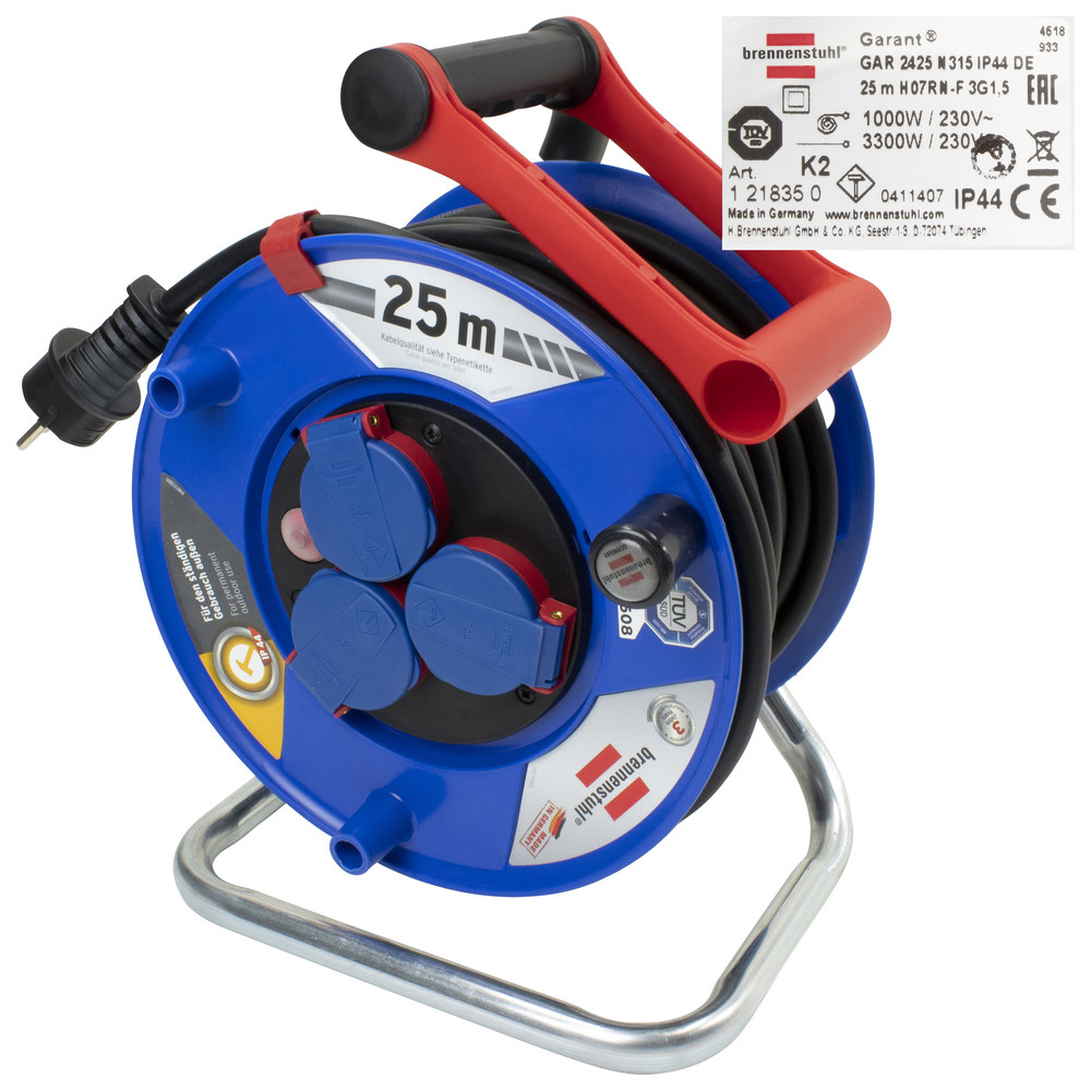 Brennenstuhl Baustellen-Kabeltrommel Garant, IP44, H07RN-F 3G1,5 mm², 25 m