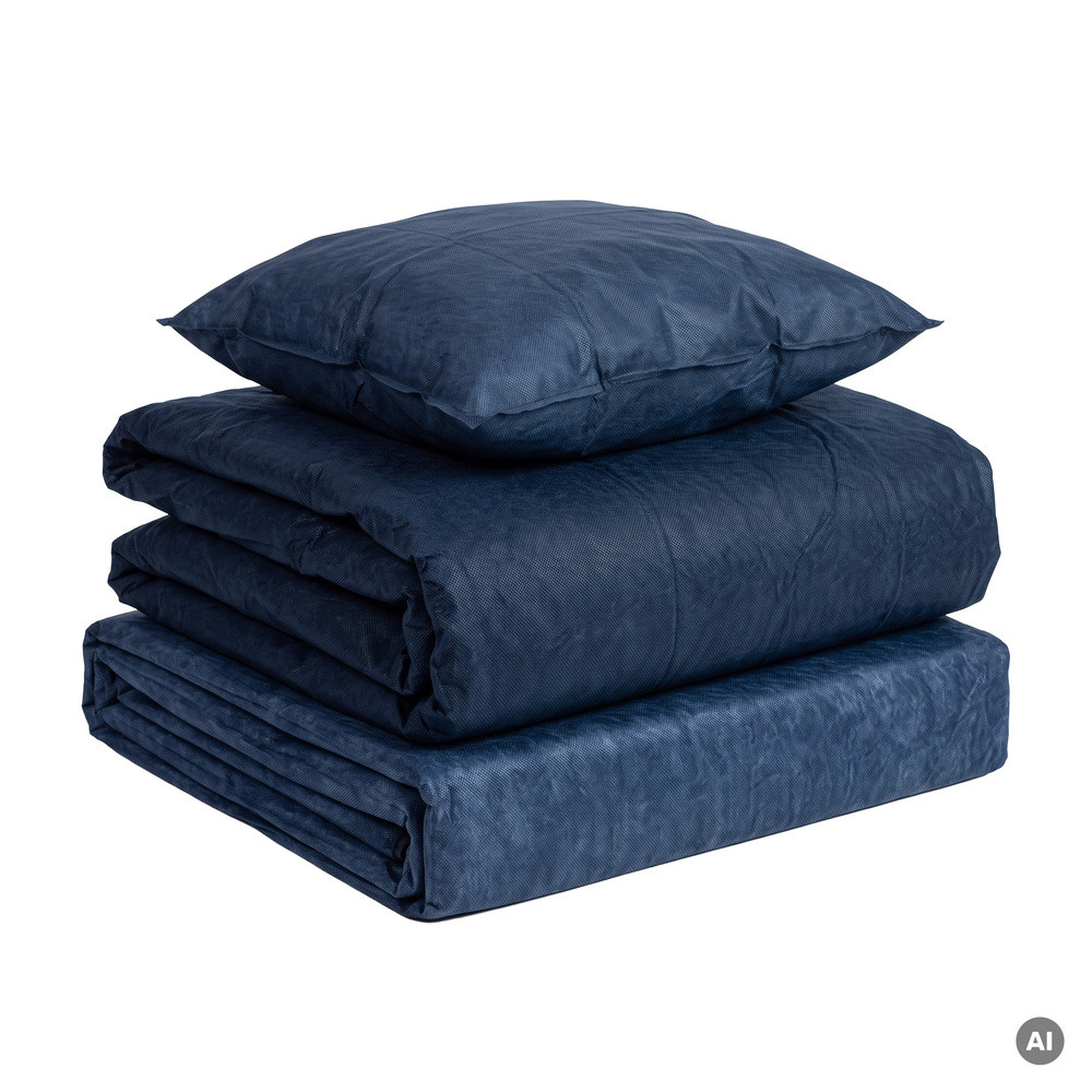 Premium Einweg-Bettzeug für Feldbetten, 38 x 20 x 6,5 cm, blau