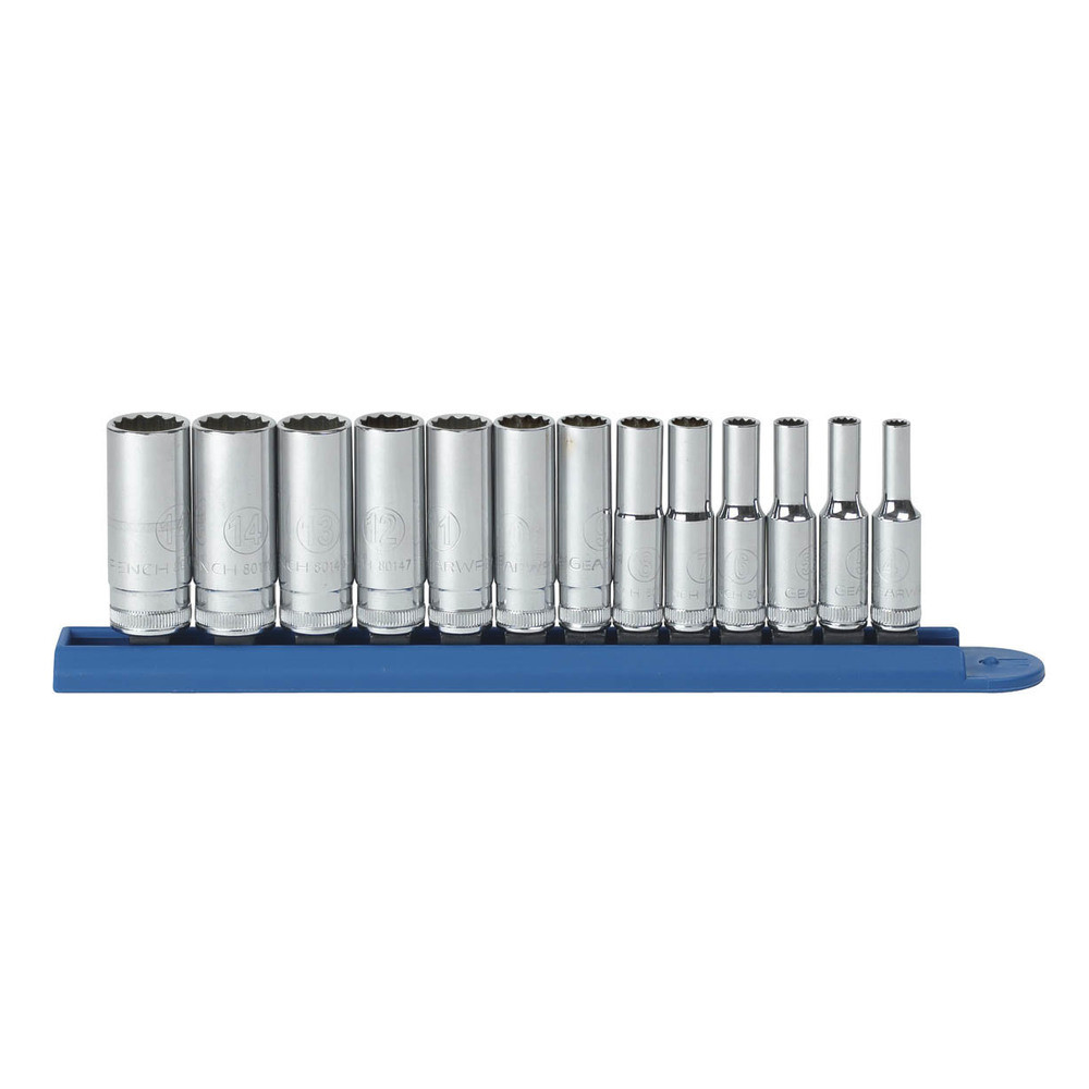 1/4" 12-kant Steckschlüssel Satz, lang, 13-tlg.