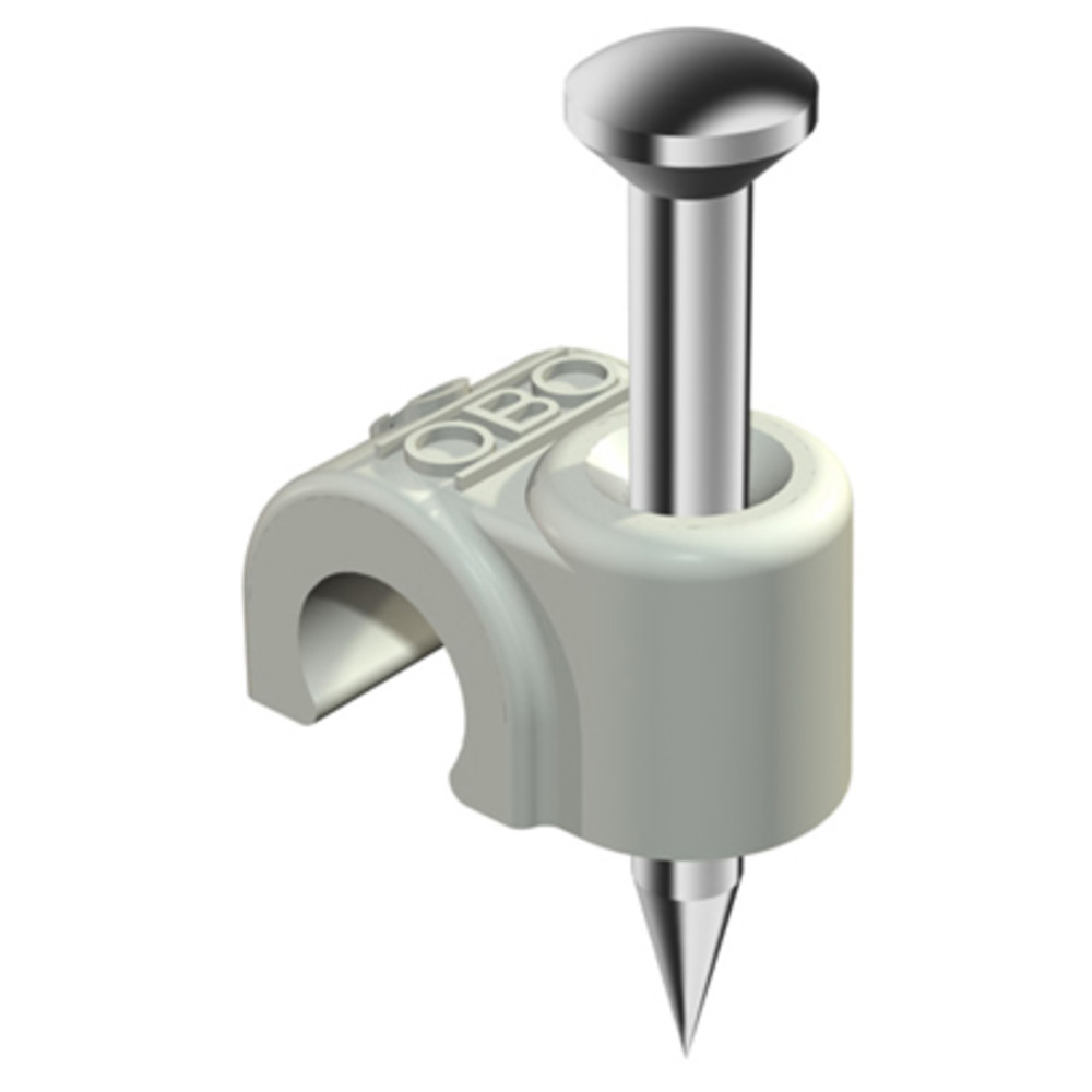 ISO-Nagel-Clip Typ 2004, mit Nagel, 2 x 18 mm, für Kabel-Ø 4 mm, lichtgrau