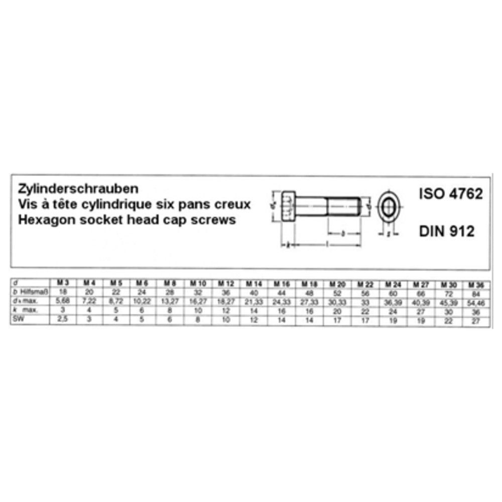 Zylinderschraube mit Innensechskant, DIN 912 8.8, verzinkt, M5 x 16