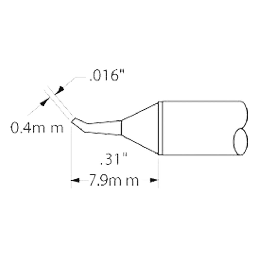 Metcal Lötpatrone für MX-500 STTC, 0,4 mm, 7,9 mm, konisch, gebogen