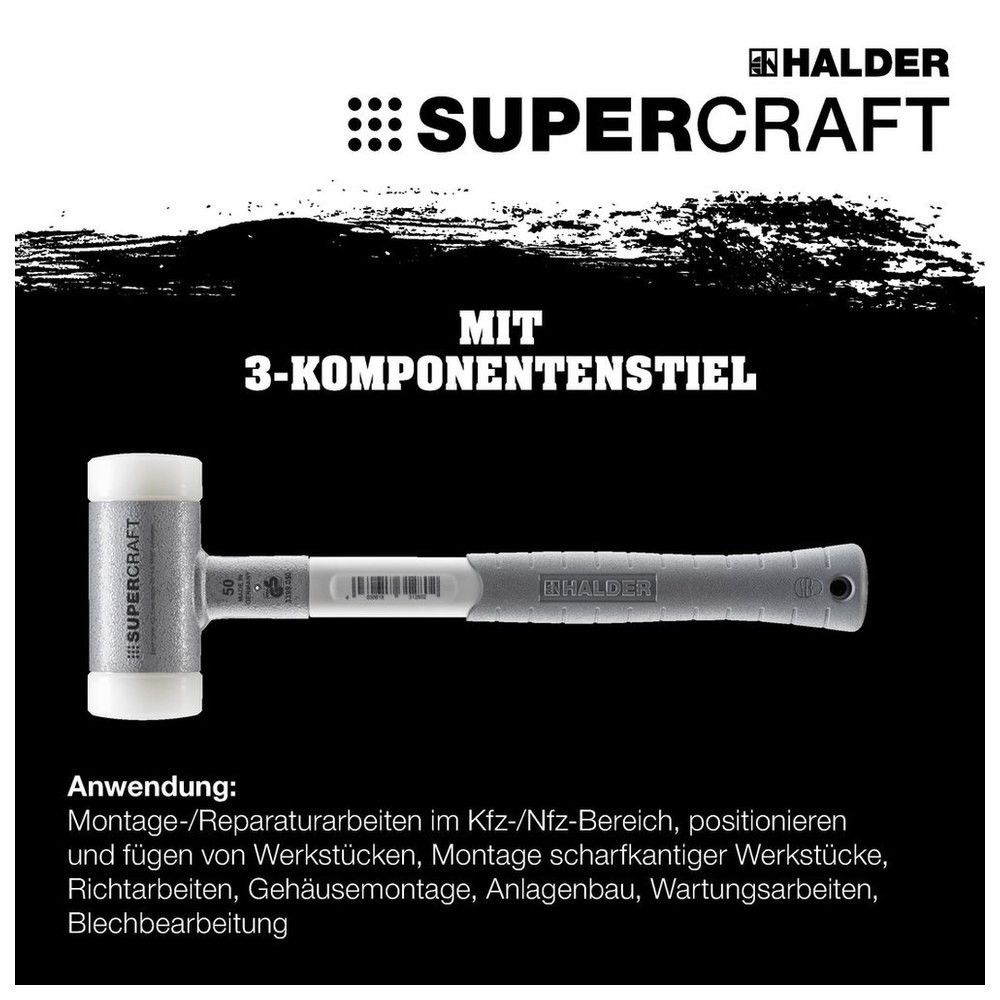 Schonhammer SUPERCRAFT 50mm rückschlagfrei mit 3-Komponentengriff HALDER