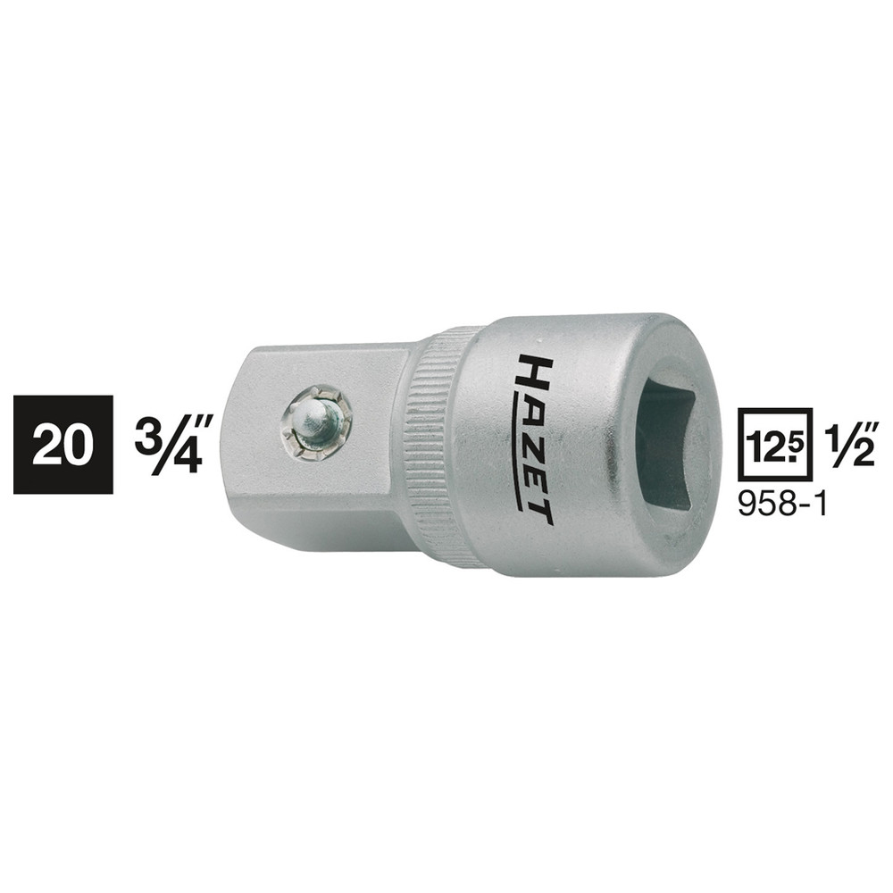 Adapter 958-1 - Vierkant hohl 12,5 mm (1/2 Zoll) - Vierkant massiv 20 mm (3/4 Z