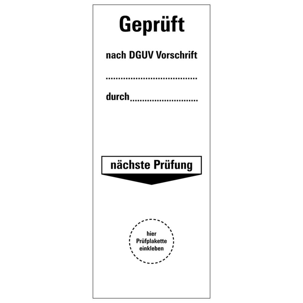 Grundplakette Geprüft nach DGUV Vorschrift