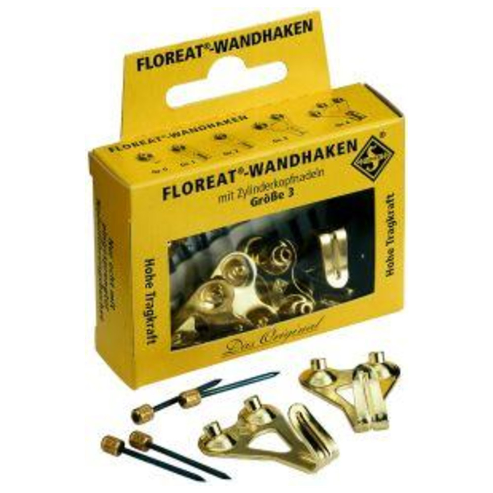 Floreathaken vermessingt Gr. 0 mit Zylinderkopfnadeln