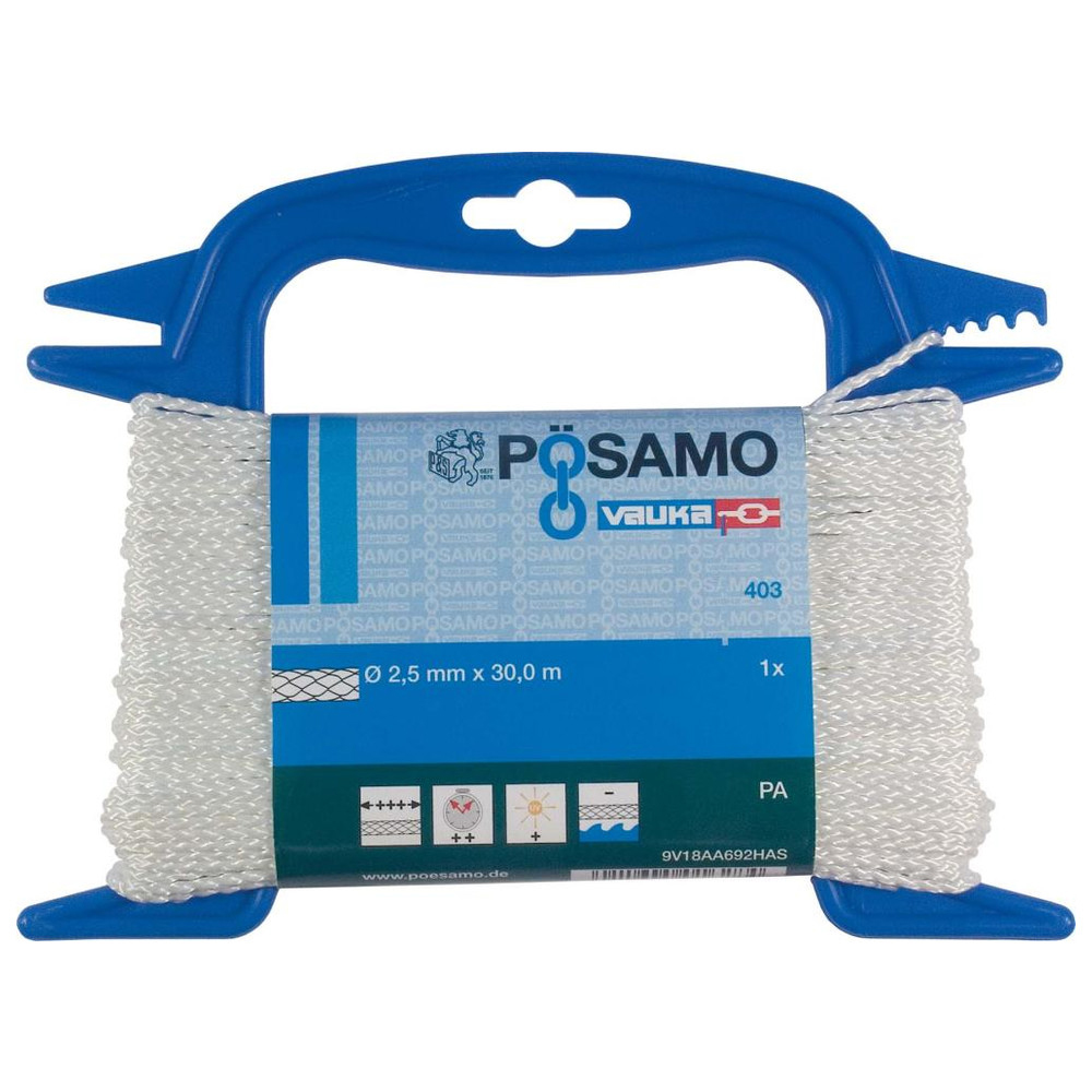 Seil geflochten PA-6 mm a 20m weiss auf Haspel