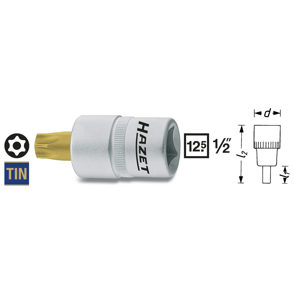 Schraubendreher-Steckschlüsseleinsatz TORX 992-T55H - Vierkant hohl 12,5 mm (1