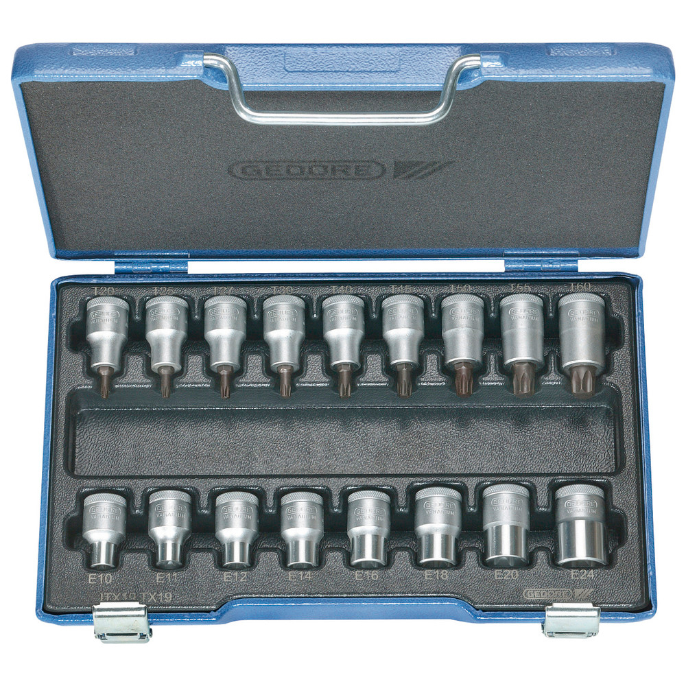 Schraubendreher-Einsatzgarnitur 1/2", 17-teilig T20-60E10-2