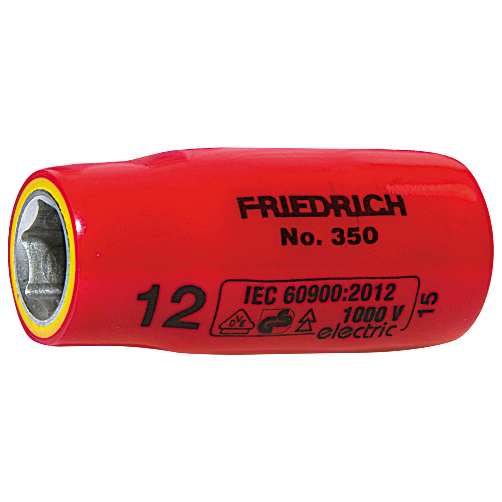 Steckschlüsseleinsatz 1/2", DIN 744, 6-kant, isoliert, 8 mm
