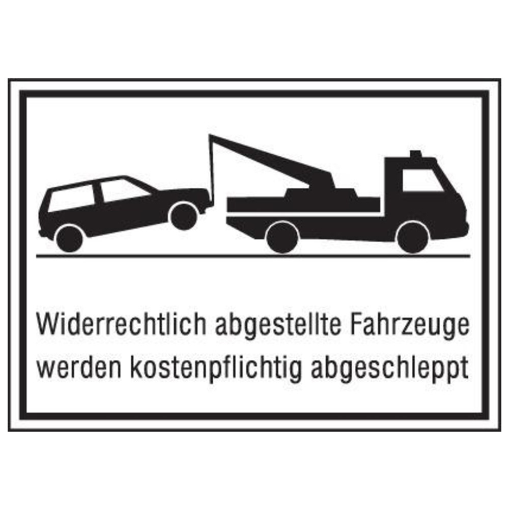 Parkverbotschild Alu 400X250 mm Widerrechtlich