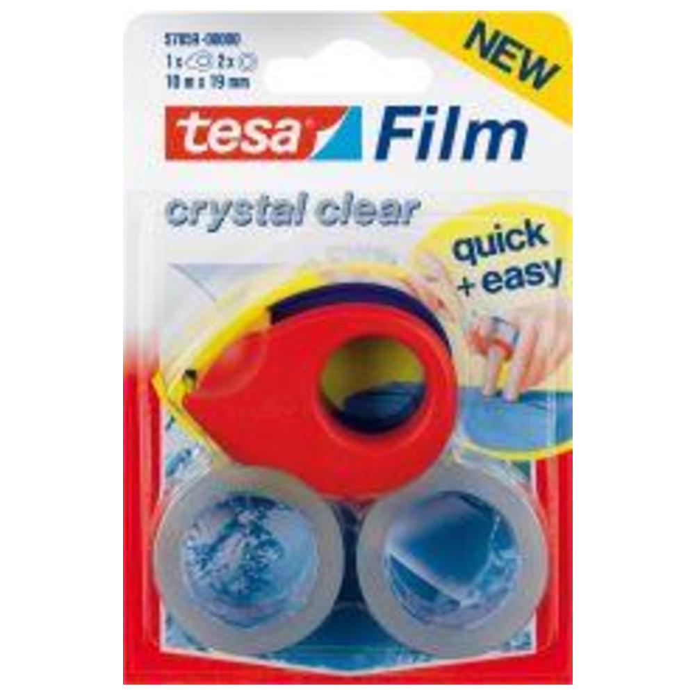 Klebefilm mit Mini Abroller, 2 Rollen, 10 m x 19 mm, kristallklar