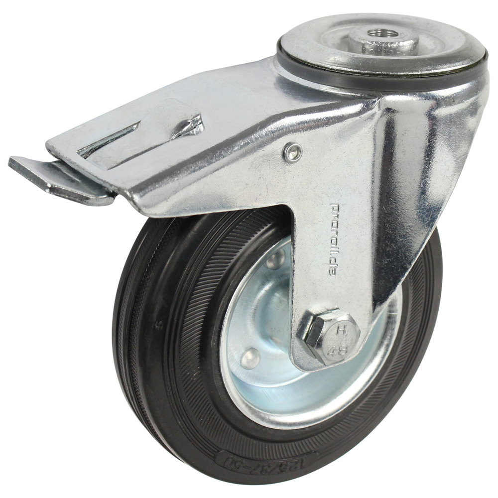 Transportlenkrolle mit Rückenloch, mit Feststeller, ESD, 100 mm, 13 mm