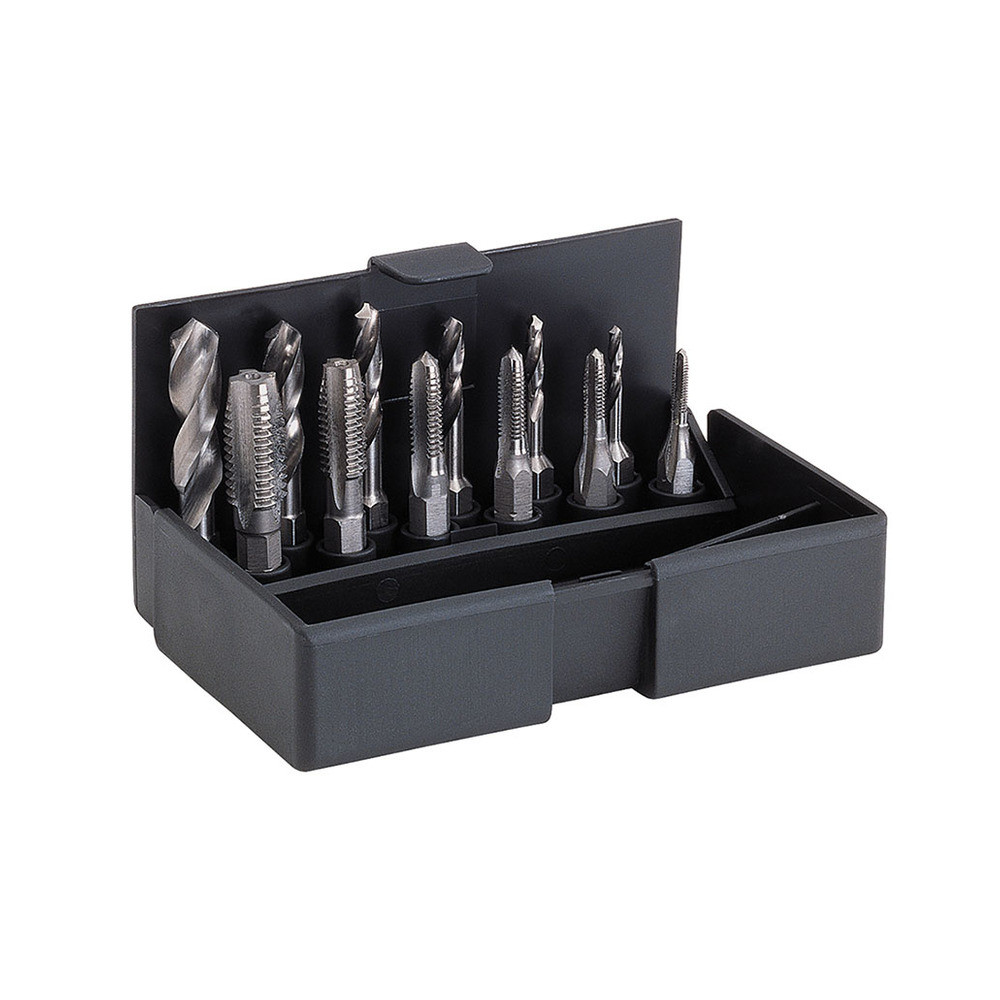Einschnittgewindebohrer-Bit-Satz, mit Spiralbohrer-Bits HSS-G M 3 - M 10