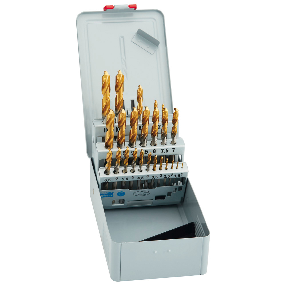 Spiralbohrersatz DIN 338N TiN Tip1-10,5 mm 0,5, züzüglich Kernlochbohrer