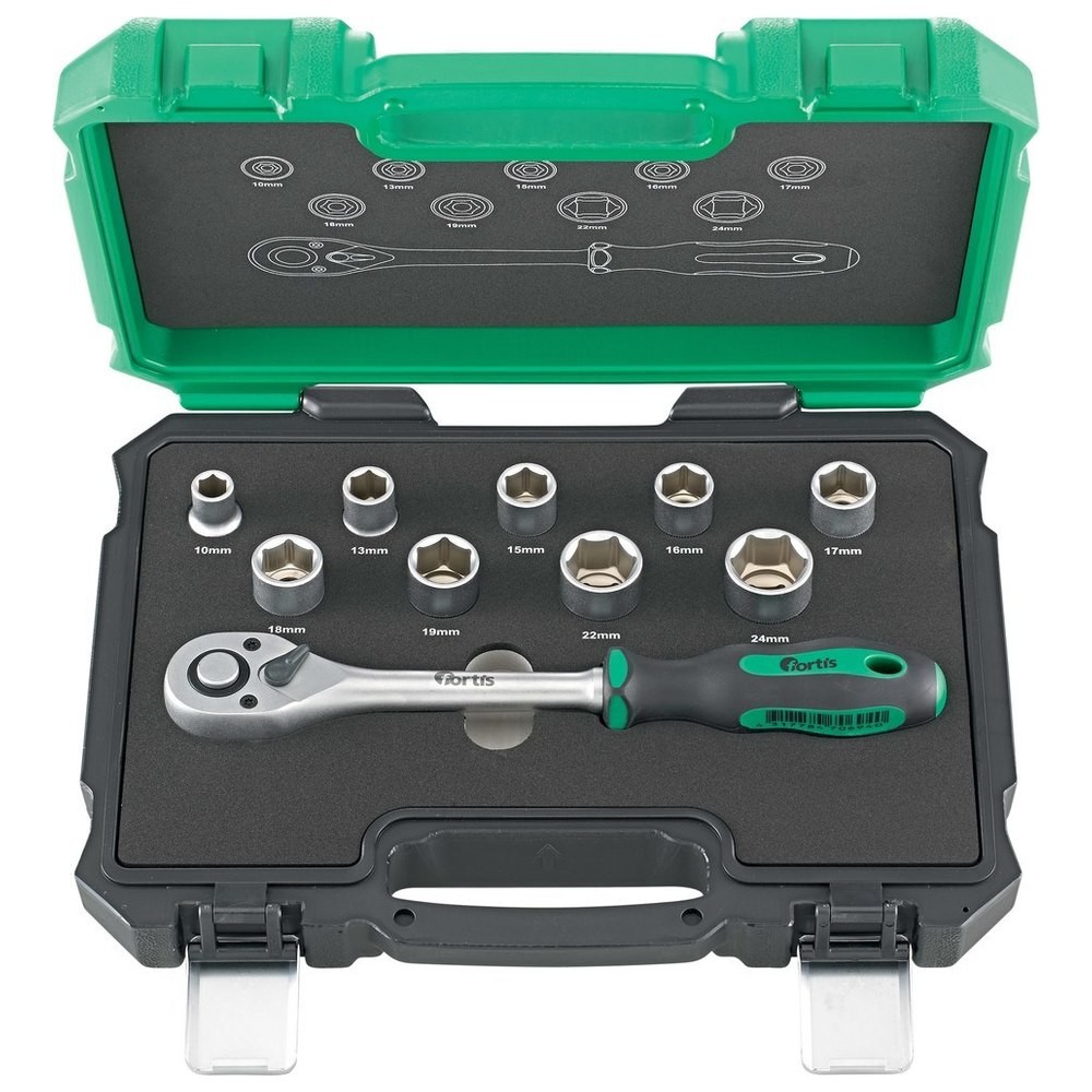 Steckschl.-Grt. 1/2" " 10tlg. FORTIS