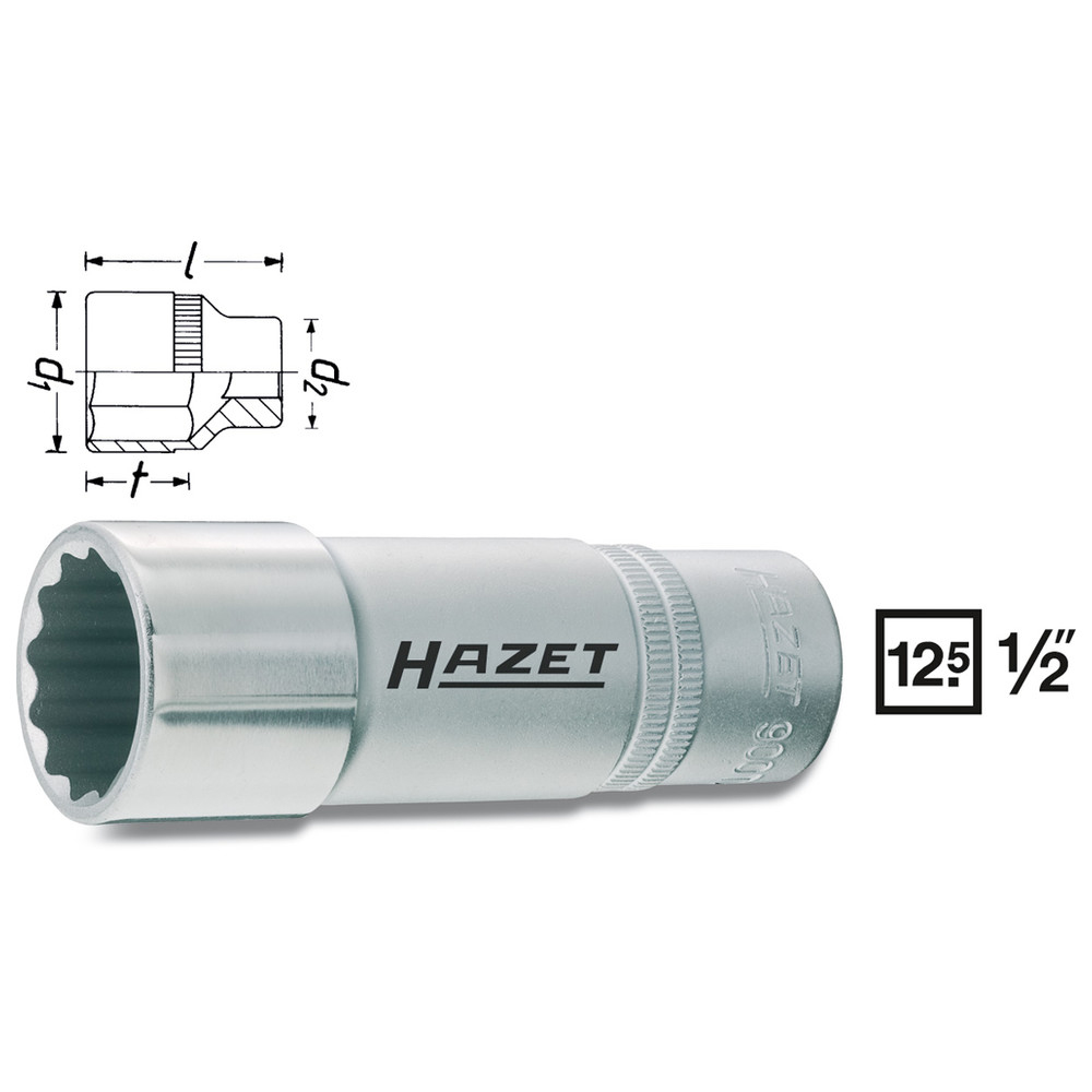 Steckschlüssel-Einsatz (Doppel-6kt.) 900TZ-30 - Vierkant hohl 12,5 mm (1/2 Zoll