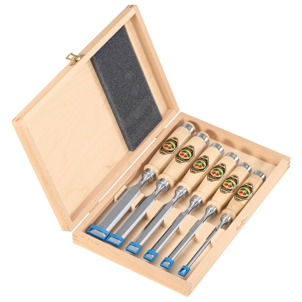 Stechbeitelsatz 6-teilig Holzkasten Kirsche