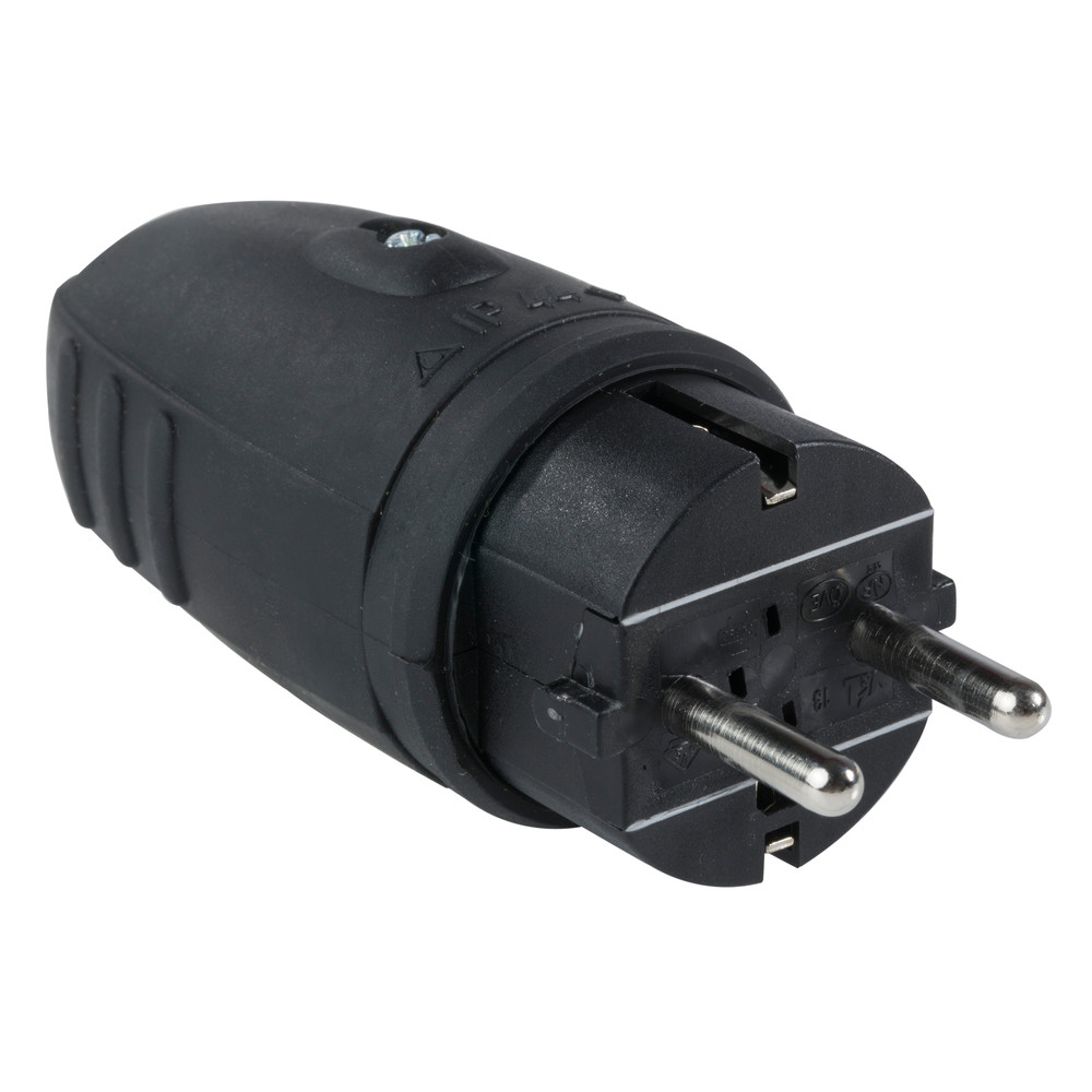 SCHUKO-Gummistecker, IP44, schwarz