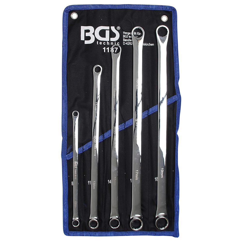 Doppelringschlüssel-Satz, extra lang, 5-teilig, 8-19 mm