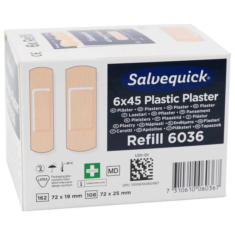 Salvequick Nachfüllsortiment, 6 x 45 Pflaster, wasserabweisend