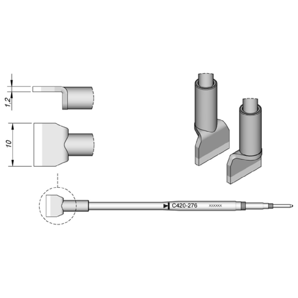 JBC Lötspitze Serie C420, C420276/10,0 mm, für Dual-In-Line-IC