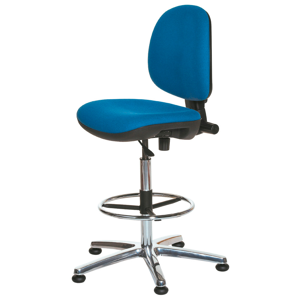 Drehstuhl Economy, Hochstuhlversion mit Gleiter, ESD, Farbe blau