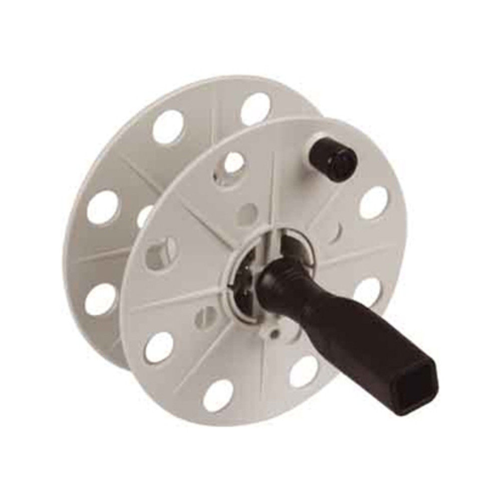 Drahthaspel mit Buchse und Handgriff, leer, grau, Breite 40 mm
