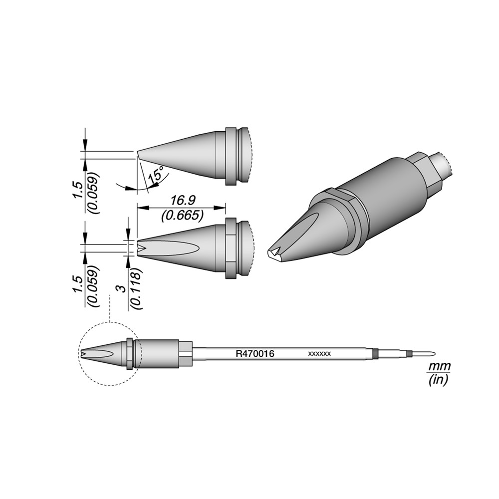 Lötspitze Serie R470, Meißelform, R470016/3,0 x 1,5 mm
